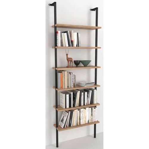 купить Офисный стеллаж Nex Home Металлический, настенный, 6 отделений 60x20x180 см, Дуб (15-66-02) в Кишинёве 