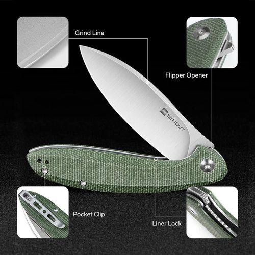 купить Нож походный Sencut S21003-3 San Angelo, mâner Micarta, Liner Lock в Кишинёве 