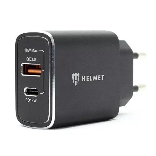 cumpără Adaptor incarcator Helmet Wall Charger HMT-WC3IN1CUTBK 18W, With cable 3 in1 USB QC3.0 Qualcomm Quick Charger/Type-C PD Power Delivery (Apple and Android), Black în Chișinău 