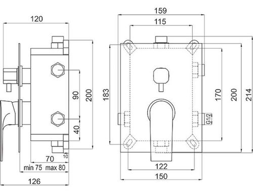 cumpără Baterie de duș Ferro SQUARE BAQ7P3BOX (dus ingropat 3 func.) în Chișinău 