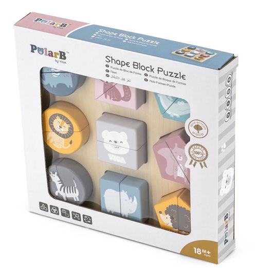 купить Головоломка Viga 44012 Shape Block Puzzle Wild Animals в Кишинёве 