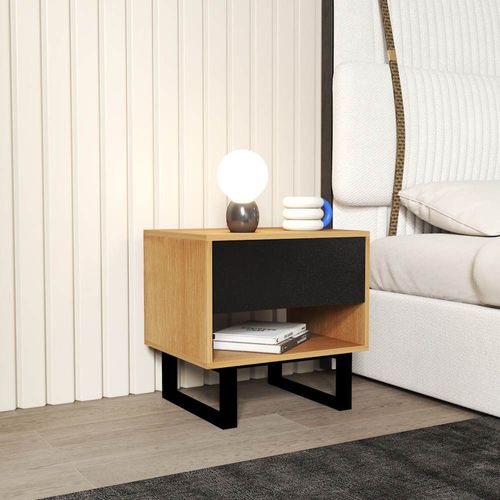 cumpără Noptieră Deco Zenvo (50x40x49H) Oak/Black în Chișinău 