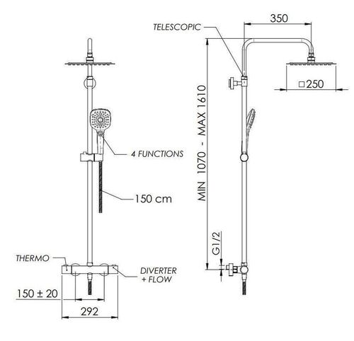 купить Душевая панель Remer EQ32X8CPUFD25 Bara dus incorporat set (cromat) в Кишинёве 