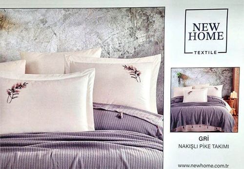 купить Домашний текстиль Promstore 57065.3 Lenjerie de pat 2pers NewHome Pike L.Grey cu broderie в Кишинёве 