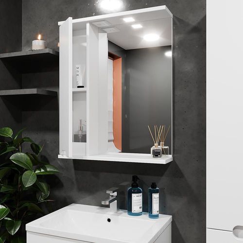 купить Зеркало для ванной Bayro Etna 600x750 левый белый мат в Кишинёве 