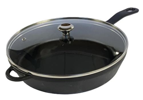 купить Сковорода Voeux Kitchenware ST-192 Tigaie din fontă Elegance, 28cm + capac sticlă в Кишинёве 