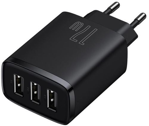 купить Зарядное устройство сетевое Baseus CCXJ020101 Wall Charger 3*USB-A, Compact Series, Black в Кишинёве 