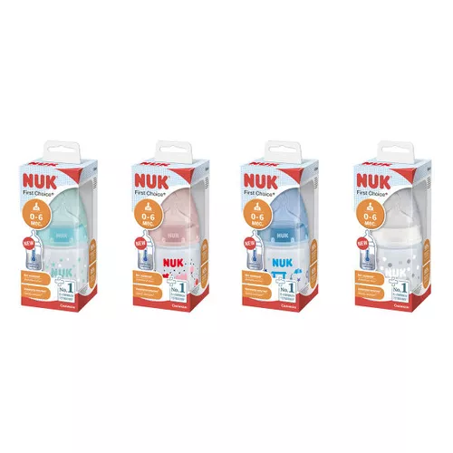 Biberon NUK First Choice Temp cu tetina din silicon (0-6 luni) 150ml 