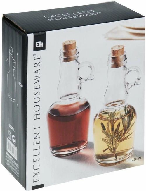 купить Контейнер для хранения пищи Excellent Houseware 17020 Набор бутылок для масла и уксуса с пробкой, 250 мл, 7x18 см в Кишинёве 