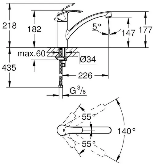 cumpără Bateria bucătărie Grohe Eurosmart OHM chiuveta 33281002 în Chișinău 