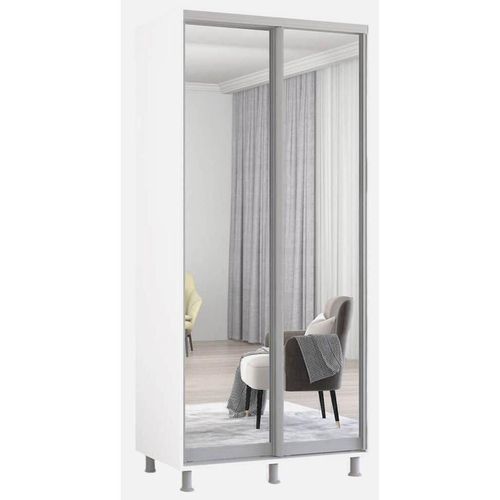 cumpără Dulap Mobildor-Lux Aron-P uși glisante din oglinzi (120x60x230H cm) Alb Brilliant în Chișinău 