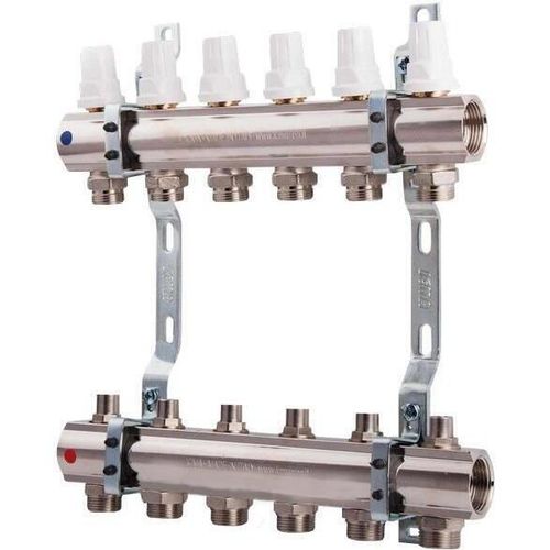 купить Комплект распределителей MPN Распределительный коллектор, нержавеющая сталь, 1" 6 контуров Ø3/4" в Кишинёве 
