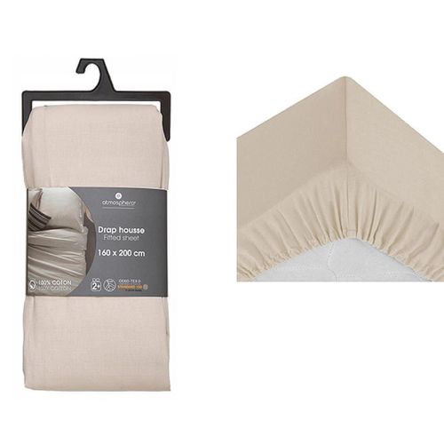 купить Домашний текстиль Promstore 57026 Cearsaf cu elastic Atmosphera Oeko-Tex 160x200x30cm, 100% bumbac, bej в Кишинёве 