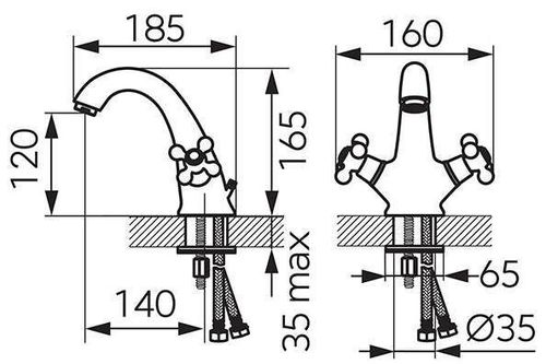 купить Смеситель для умывальника Ferro Antica BAI2BR bronz fara ventil (lavoar) в Кишинёве 