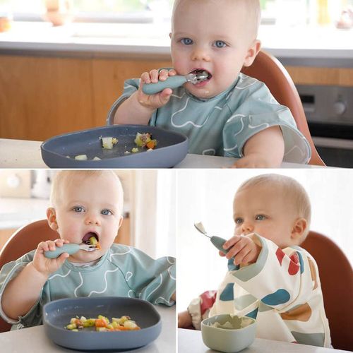 купить Посуда для кормления Beaba B913580 набор из нержавеющей стали ложка/вилка Sage Зеленый в Кишинёве 