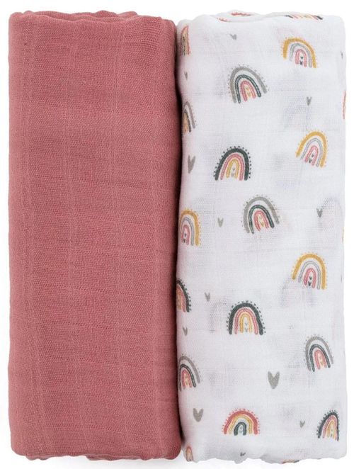 купить Аксессуар для пеленания Petite&Mars 417362 Set 2 paturele de muselina din bambus Misty Rose Rainbows, 120x120cm в Кишинёве 