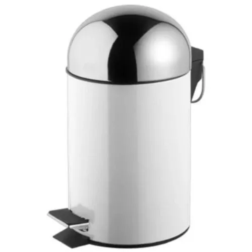 cumpără Coș de gunoi Bisk 06627 cu pedala 3L, alb - capac crom în Chișinău 