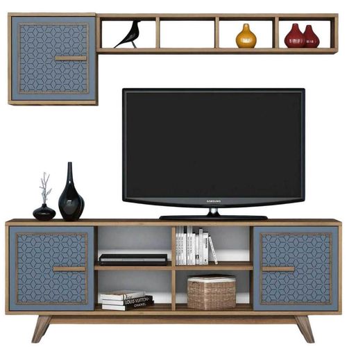 cumpără Set mobilă living Trendy Ayla, Nuc, Albastru 160x56x35cm în Chișinău 