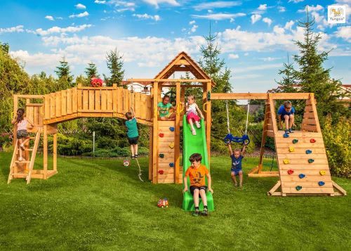купить Детская площадка Fungoo Set FUN GYM (FORTRESS TIPTOP Rainbow Spider+) teak painted в Кишинёве 
