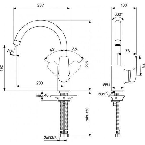 cumpără Bateria bucătărie Ideal Standard CERAFLEX B1727AA în Chișinău 