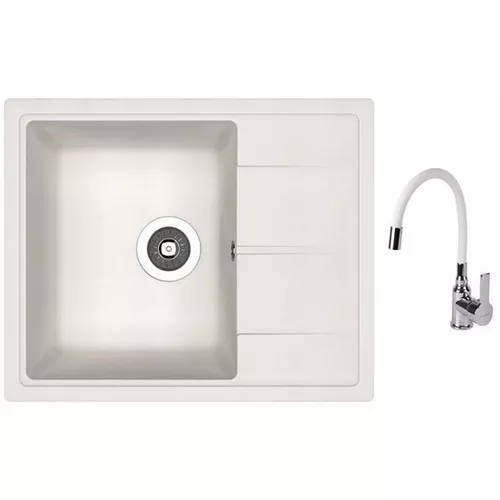 cumpără Chiuvetă bucătărie cu bateria Dr.Gans Nika 580 + SanDonna F 9995 alb în Chișinău 