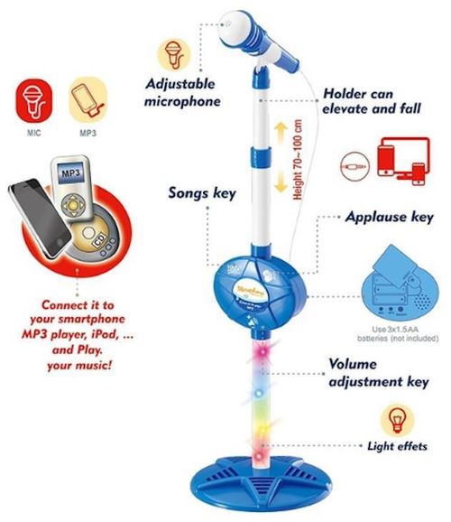 купить Музыкальная игрушка Essa 5017B Microfon cu stativ pentru copii, albastru в Кишинёве 