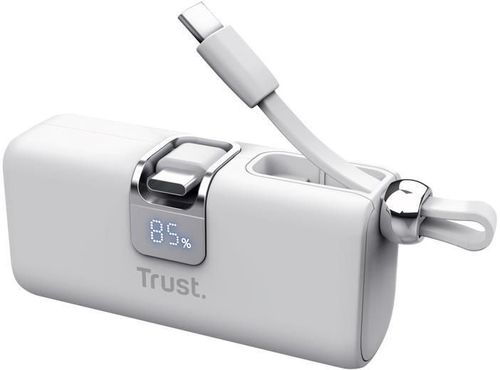купить Аккумулятор внешний USB (Powerbank) Trust TR26105 PACTO Pocket powerbank, 5000mAh, LED display, White в Кишинёве 
