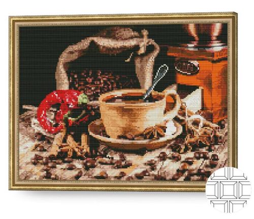 cumpără Tablou pe numere Art Gallery QB205280 Mozaic cu diamante patrate 40x50cm Cafea si boabe în Chișinău 