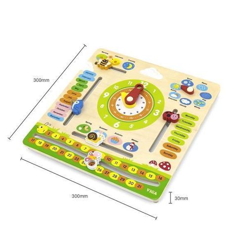 cumpără Puzzle Viga 44538 Calendar din lemn cu ceas (în engleză) în Chișinău 