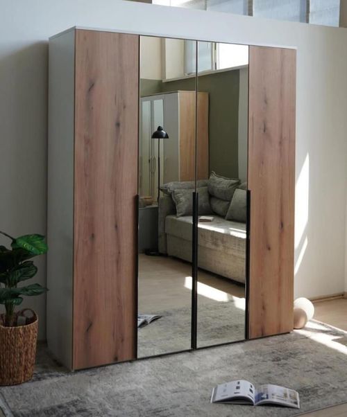 cumpără Dulap Fabrik Home Linia 1600 c зеркалами до пола, белый ясень/дуб эвок în Chișinău 