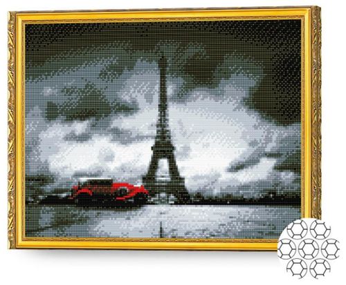 купить Картина по номерам Art Gallery GA82859 Mozaic cu diamante 40x50cm Paris gri si retromobil в Кишинёве 