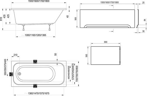 купить Ванна Ravak Chrome acryl 180x80 CE21000000 в Кишинёве 