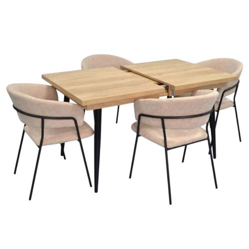 купить Комплект стол и стулья Evelin di Costacurta стол DT-433-4B + 4 стула YTC-097B Light beige в Кишинёве 