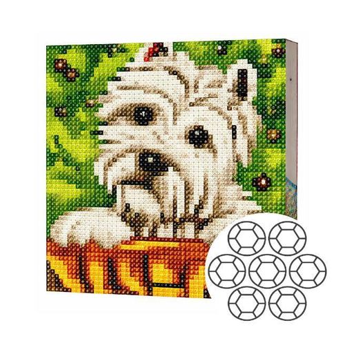 купить Картина по номерам Art Gallery BJ541 Mozaic cu diamante 20x20cm Catelus curios в Кишинёве 