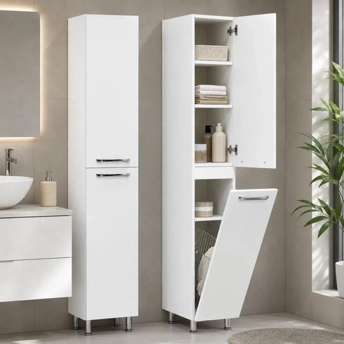 купить Шкаф-пенал Mashtab 12340 Agat cu coș 450x350x1900 Alb в Кишинёве 