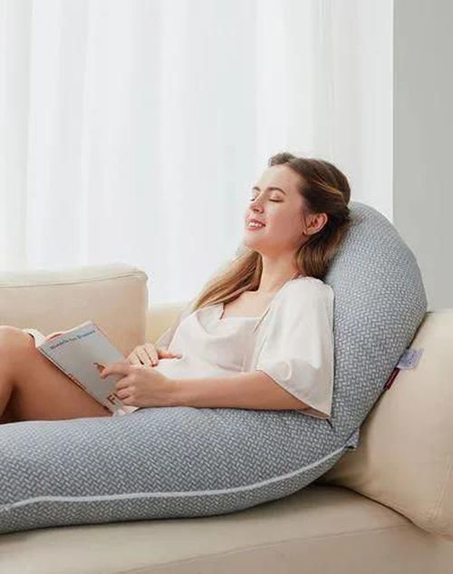купить Подушка для мам Momcozy PP007-GR00NB-C Perna pentru maternitate in forma F Velvet Grey в Кишинёве 