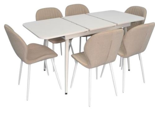 купить Комплект стол и стулья Evelin di Costacurta стол DT-531R Wh + 6 стульев YTC-064Wh Bjorn-24 (Light beige) в Кишинёве 