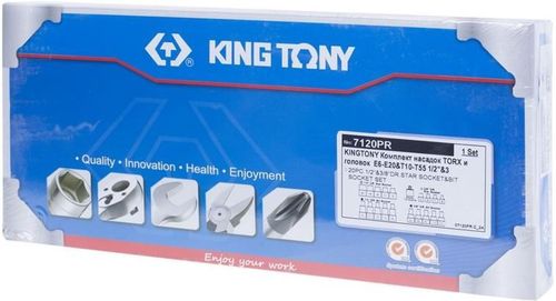 cumpără Set de tubulare, bite, duze King Tony 7120PR набор насадок TORX Т10-Т55 и головок Е6-Е20, 1/2" и 3/8", 20 пр. în Chișinău 