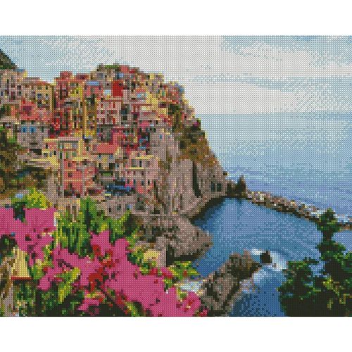 купить Картина по номерам Strateg FA10119 Mosaica cu diamante Итальянский город на обрыве в Кишинёве 