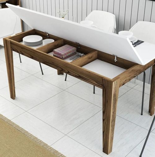 cumpără Masă Trendy Milan 514-Nuc, Alb 145x75x88cm în Chișinău 