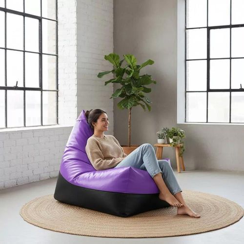 cumpără Fotoliu BeanBag BeanBag BM5803, Piramida, XL. Piele ecologică lucioasă MAX, violet cu negru în Chișinău 