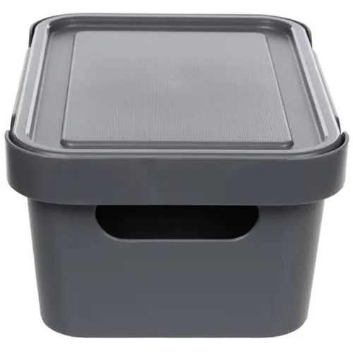 купить Короб для хранения Бытпласт 46798 Ящик с крышкой Econova Luxe 4.6l 27x19x12cm серый в Кишинёве 