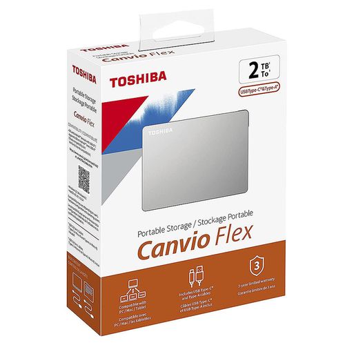 cumpără Hard disk extern 2.5 2TB External HDD Toshiba Canvio Flex HDTX120ESCAA, Silver, USB 3.2 Gen 1 (USB 2.0 compatible) în Chișinău 