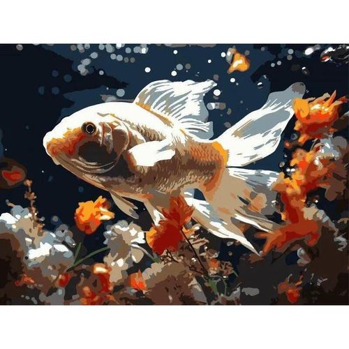 cumpără Tablou pe numere Strateg 58069 Pestisor auriu 30x40cm (fundal negru) în Chișinău 