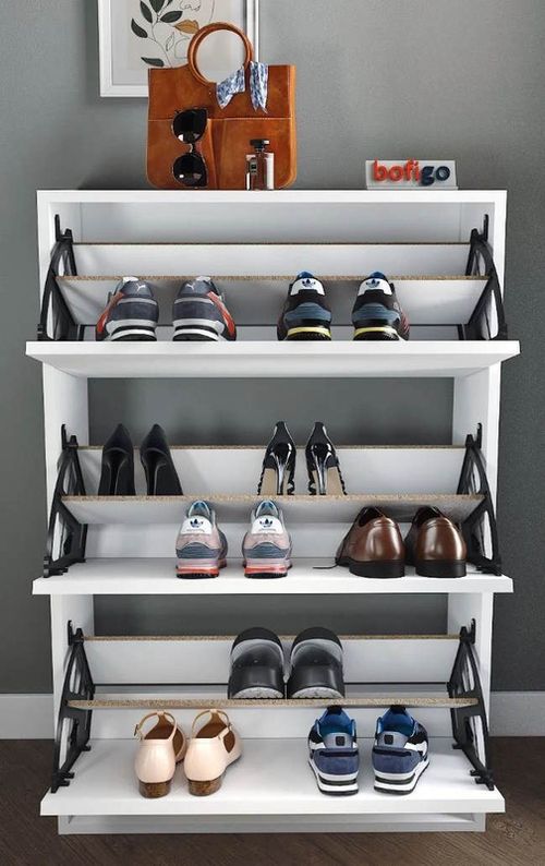 cumpără Raft pentru încălțăminte Nex Home Pantofar, 3 compartimente, 74x24x111 cm, Alb (18-03-01) în Chișinău 