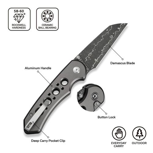 купить Нож походный Civivi C24067-DS1 Pragma Prime, mâner aluminiu, Button Lock в Кишинёве 