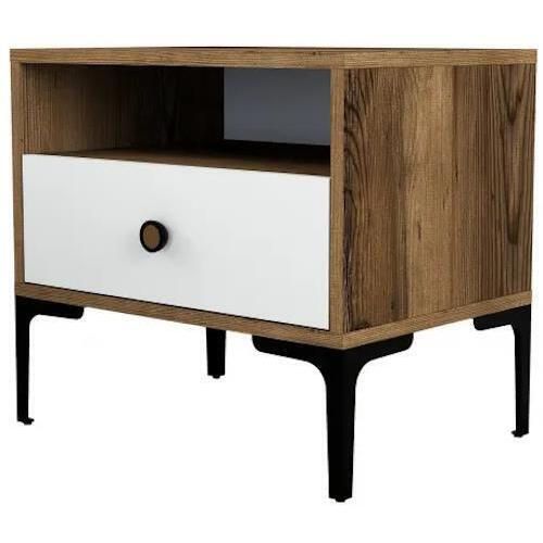 cumpără Noptieră Trendy Lizbon-530, Nuc, Alb, 56x50x40cm (GTR001517) în Chișinău 