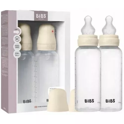 cumpără Cană cu pai BIBS 51171216 Set 2 biberoane din plastic anticolici Ivory cu tetina din silicon 3+ luni, 270ml în Chișinău 