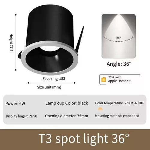 cumpără Corp de iluminat interior Aqara Downlight T3 6W , черный спот - 80 градусов (TDLO1LM) în Chișinău 