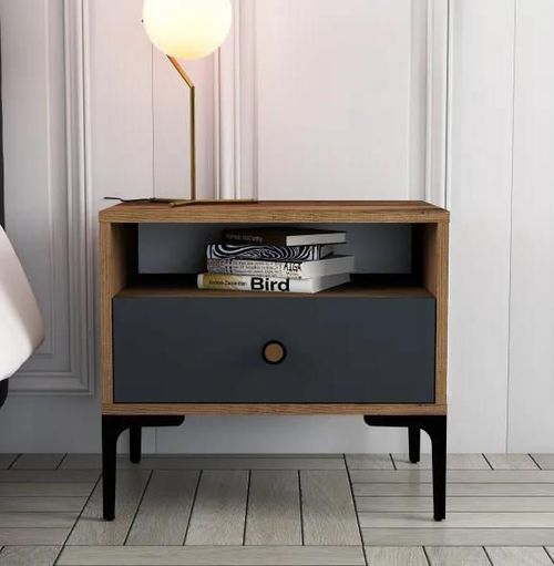 cumpără Noptieră Trendy Lizbon-529, Nuc, Antracit, 56x50x40cm (GTR001516) în Chișinău 